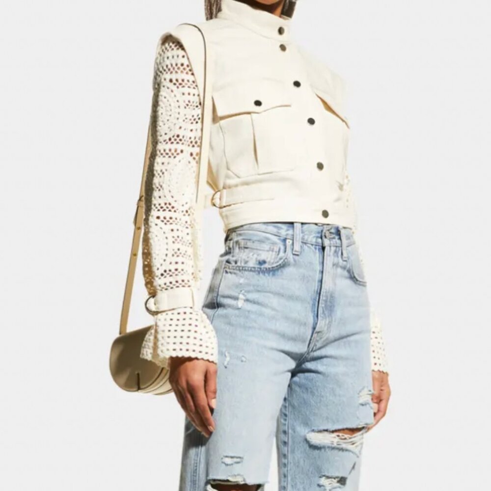 Veronica Beard Aylin Crochet-Sleeve Jacket - Picture 2 of 11
